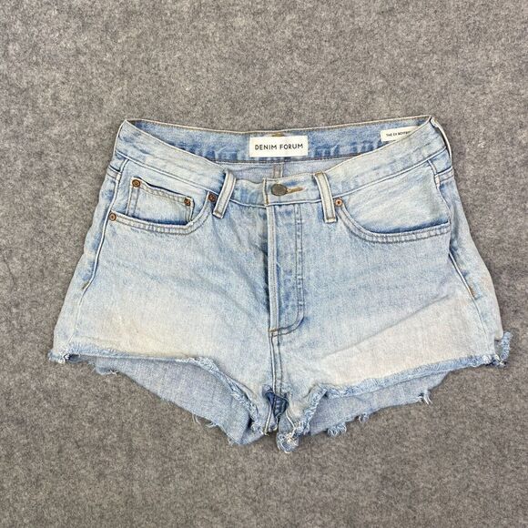 Denim Forum The Ex Boyfriend Short Light Wash High Rise Aritizia Cutoff Size 26 - Picture 1 of 9